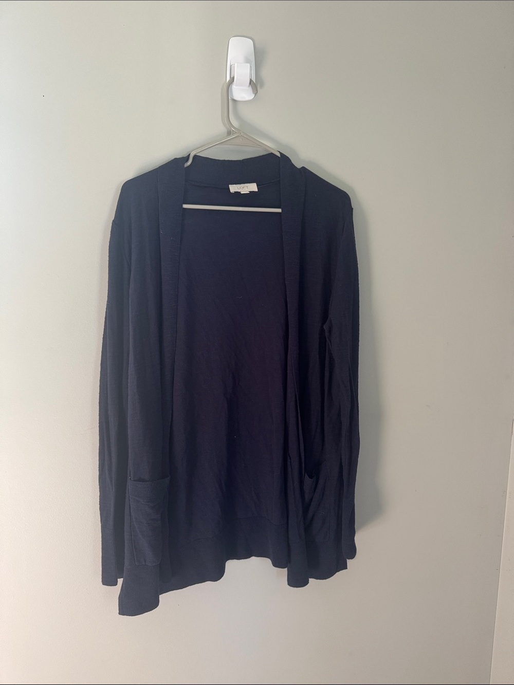 LOFT Navy Open-Front Lightweight Cardigan